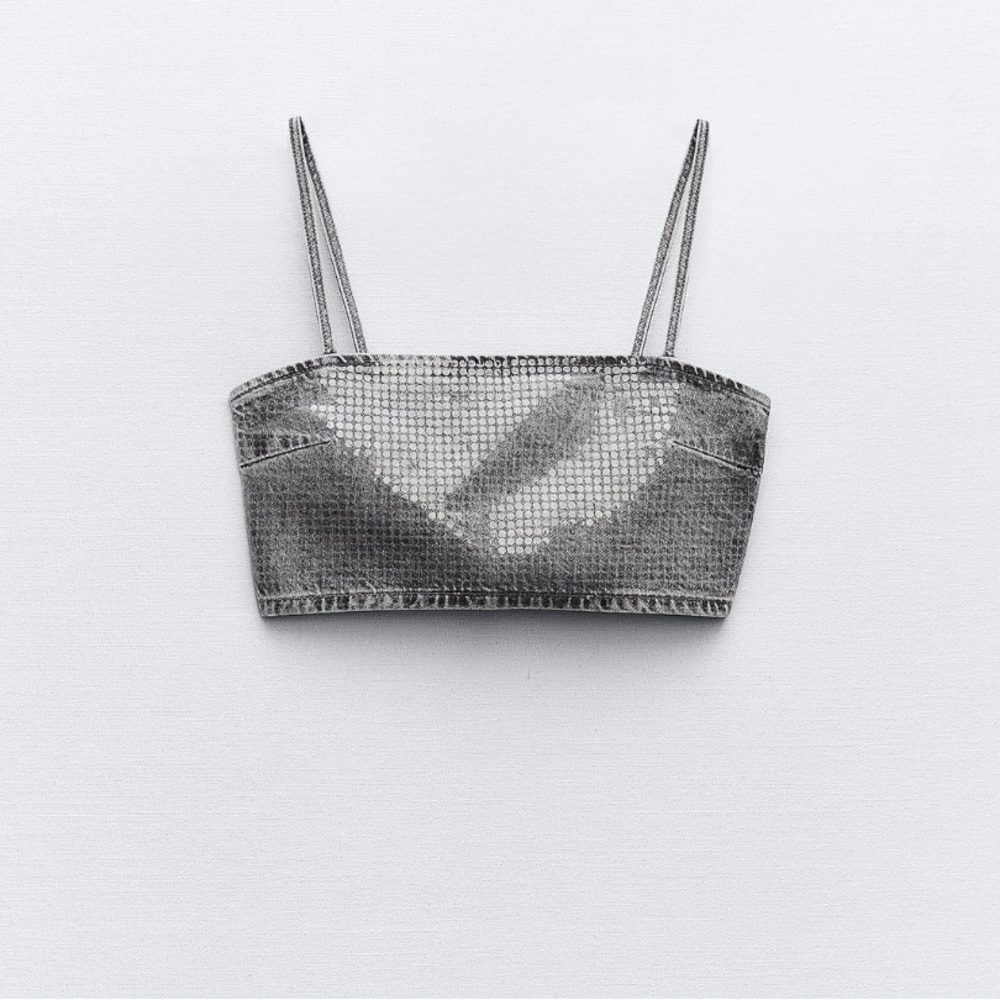 Zara Shiny Crop Top New W/O Tags Embellished with Sequins